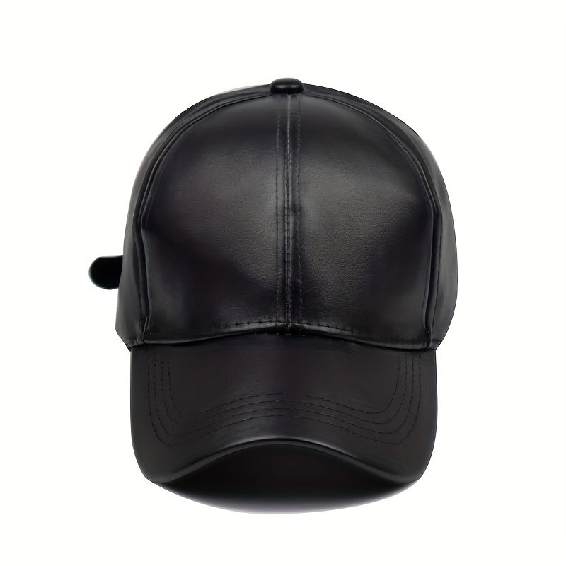Unisex PU Leather Baseball Cap Stylish Dad Hat Outdoor Sunshade Sports Hats