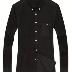 Men's Casual Button Up Long Sleeve Shirt With Chest Pocket