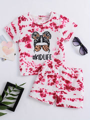 Summer Tie Dye Sunglasses Girl Print 2PCS Outfits