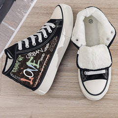 Warm Plush Lined Chunky Canvas Sneakers