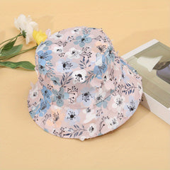 Mesh Flower Decor Bucket Hat Pink Printed Basin Hat For Women