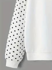 Polka Dot Pullover Sweatshirt for Women