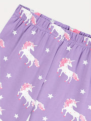 Girls Unicorn Graphic Pajamas Set Short Sleeve Tee & Shorts Sleepwear