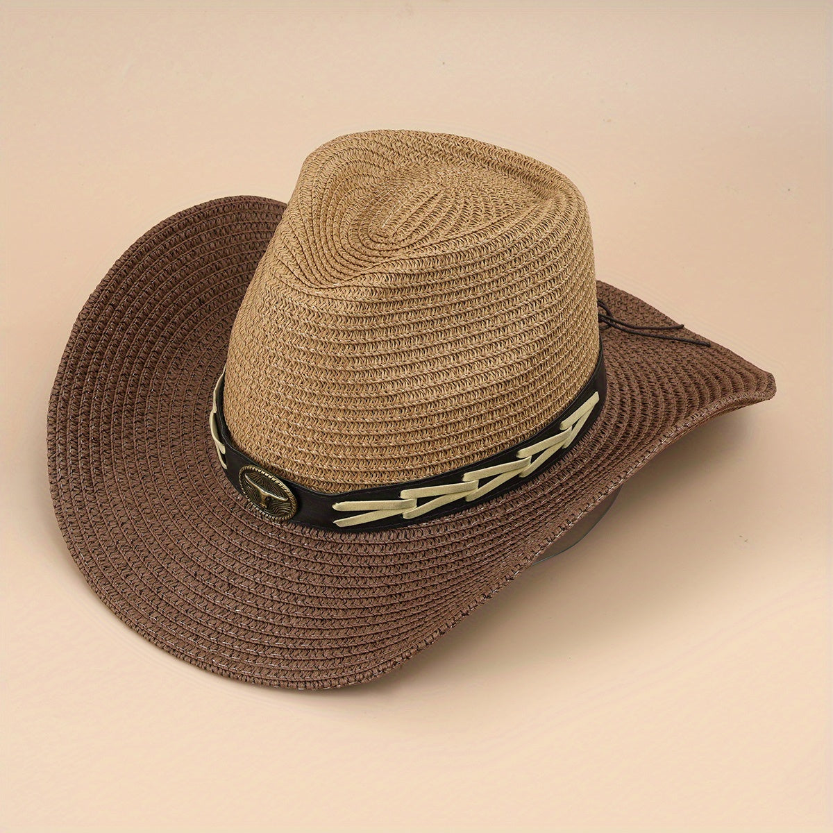 Straw Cowboy Hat Boho Jazz Sun Hat Unisex Western Cowgirl Hat