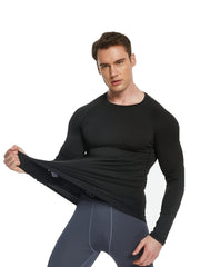 HOPLYNN Men's Compression Crew Neck Long Sleeve Athletic T-Shirt