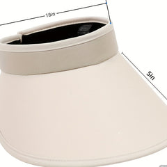 Solid Visor Hat Wide Brim Drawstring UV Protection Sun Hat