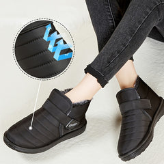 Waterproof Slip On Thermal Snow Boots Plush Lined Round Toe Flat Snow Shoes