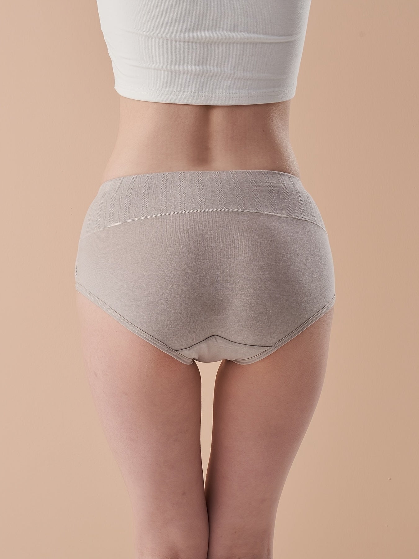 4 Pcs Solid Briefs High Rise Stretchy Intimates Panties