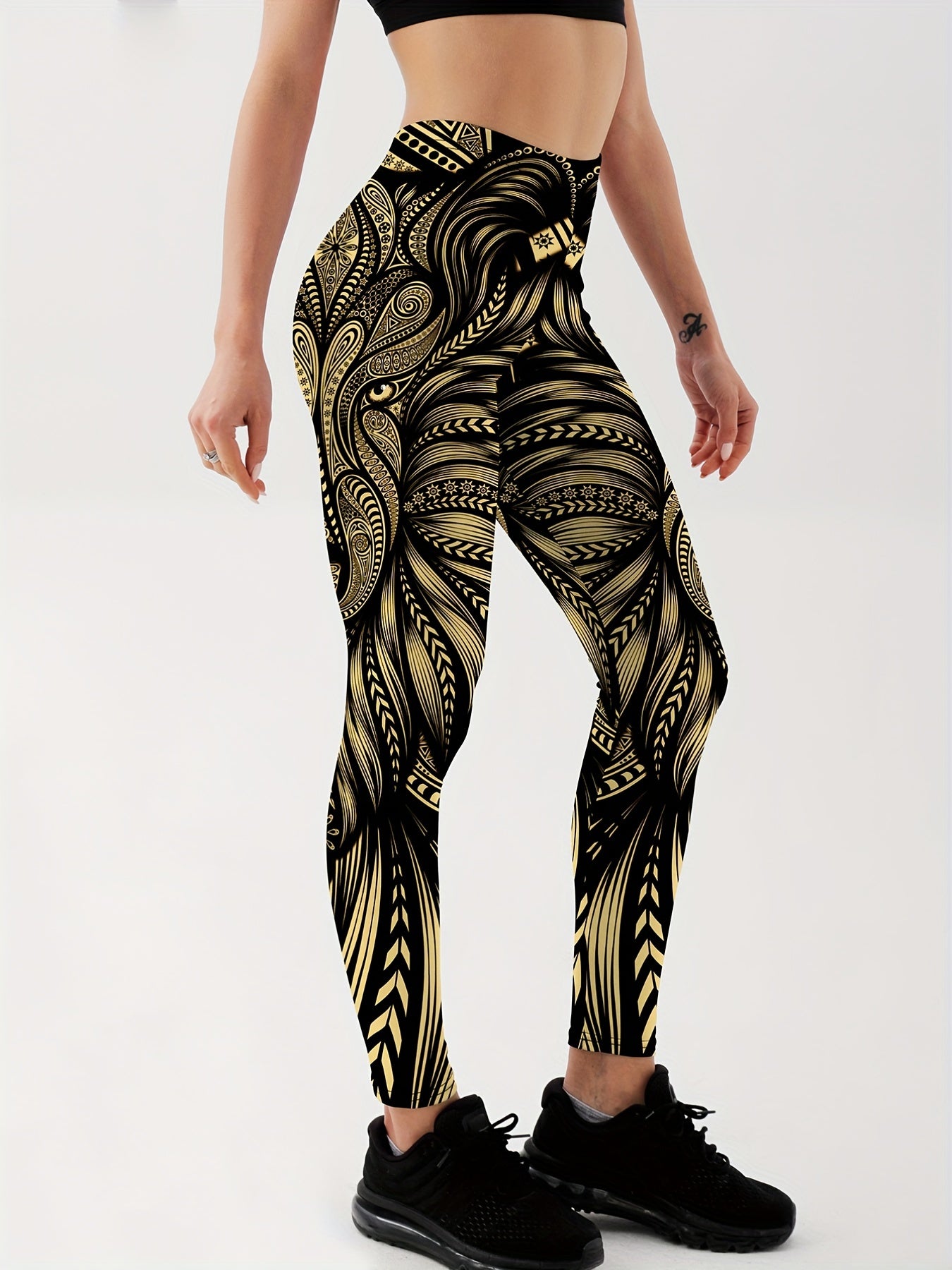 Women's Paisley Graphic Yoga Leggings for Workouts & Running Gym