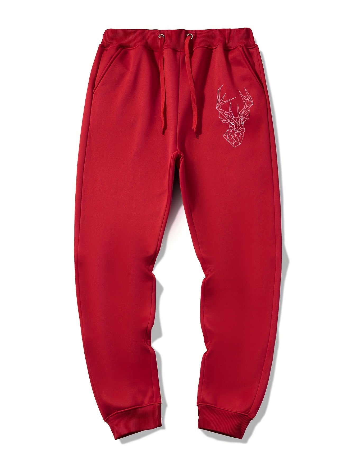 Geometric Deer Pattern Drawstring Joggers Men's Sweatpants