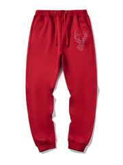 Geometric Deer Pattern Drawstring Joggers Men's Sweatpants