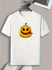 Halloween Pumpkin Print Men's Graphic T-shirt Casual Tee