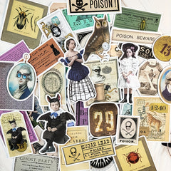 Vintage Halloween Ghost Creepy Scrapbook Stickers Pack 51pcs