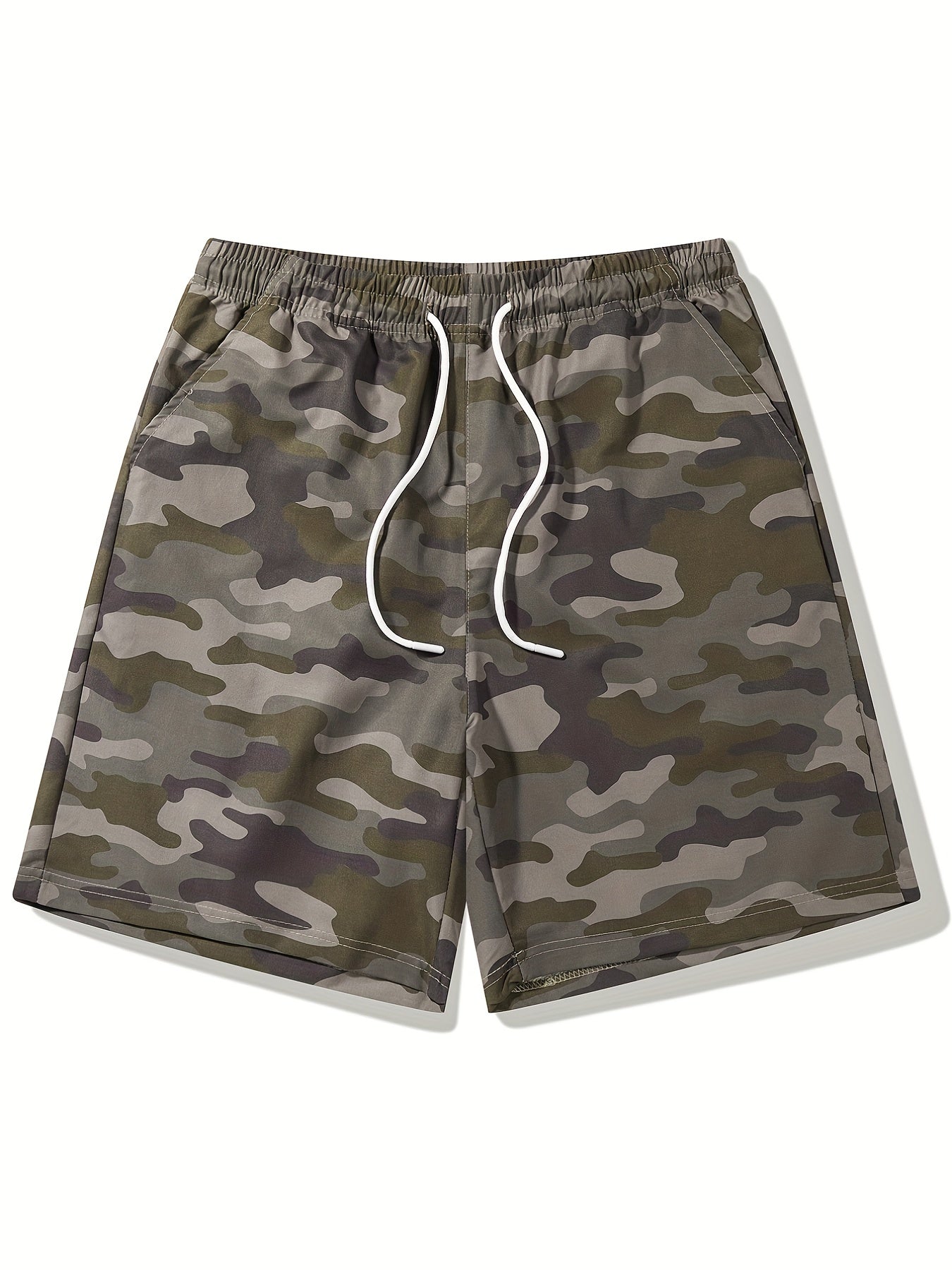 Men's Camo Beach Shorts Quick Dry Drawstring Loose Shorts