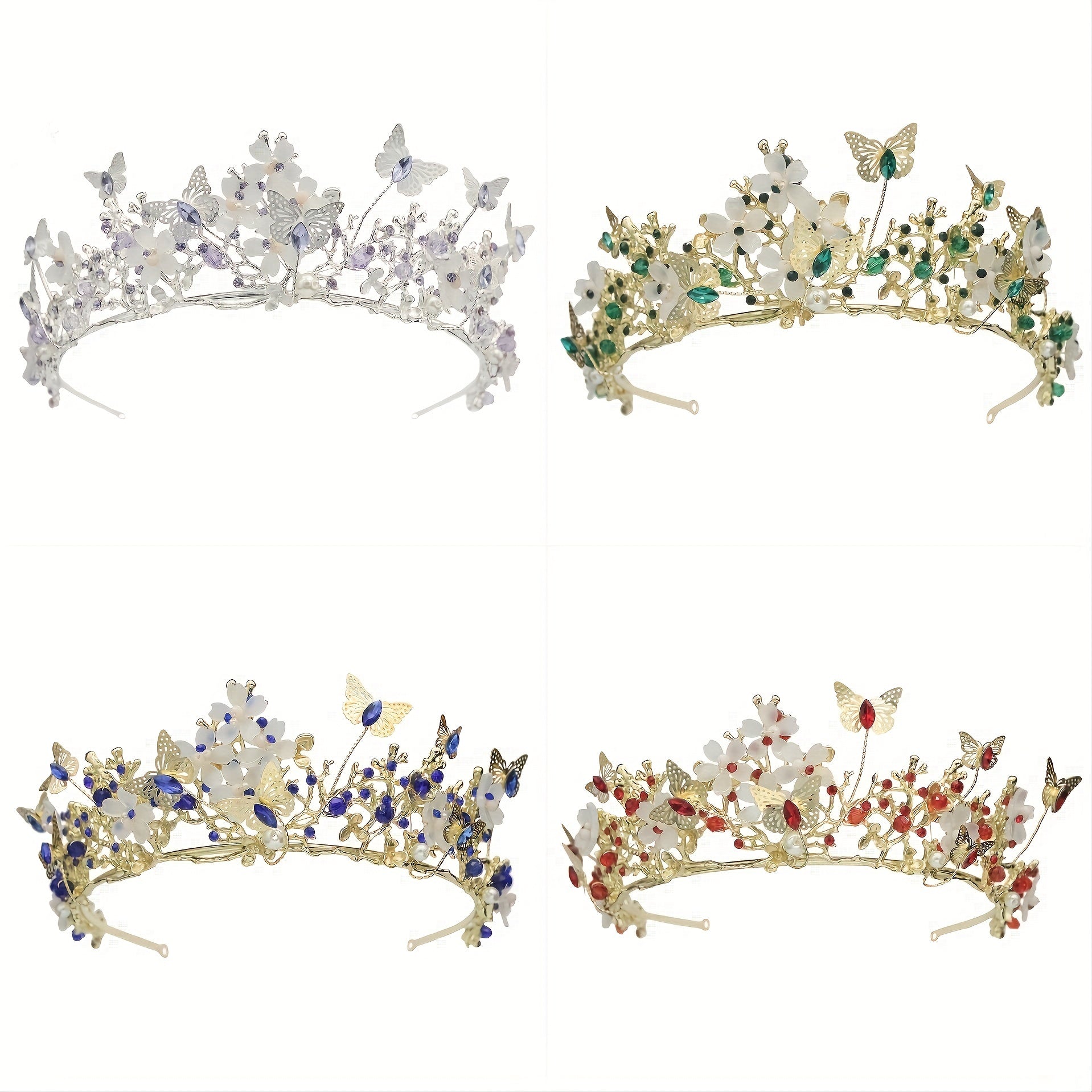 Bridal Pearl Rhinestone Crown Tiara Butterfly Floral Crown Wedding Gift