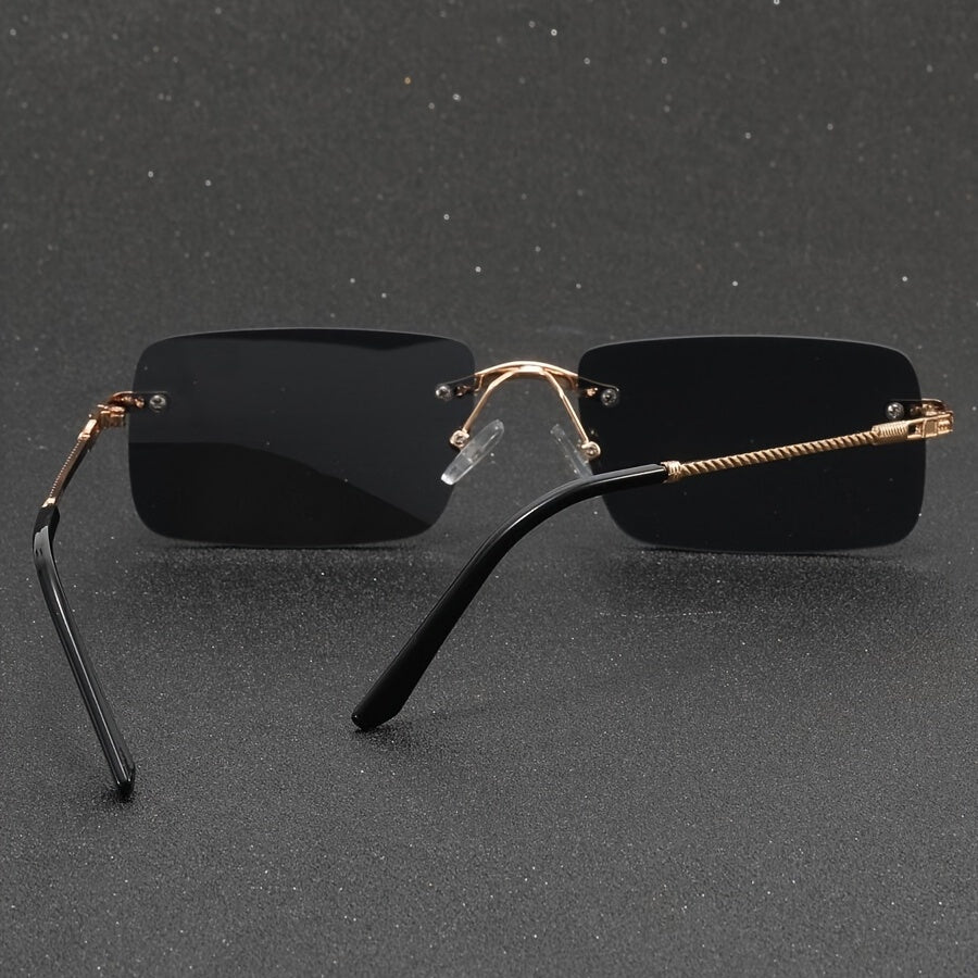 ENSAEJOE Men's Gradient Lens Rimless Casual Glasses