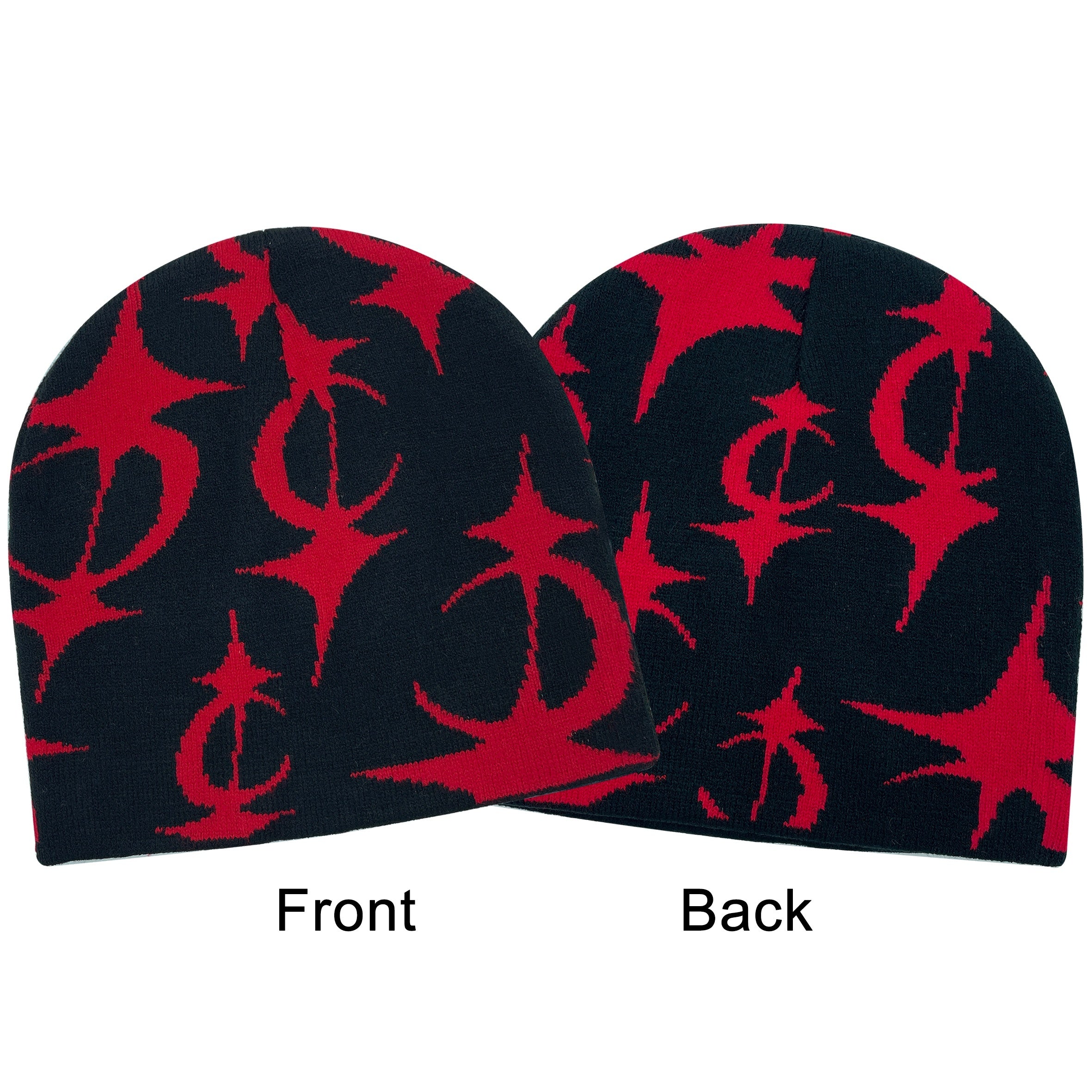 Y2K Star Pattern Knitted Hat Warm Beanie Hat Hip Hop Hat