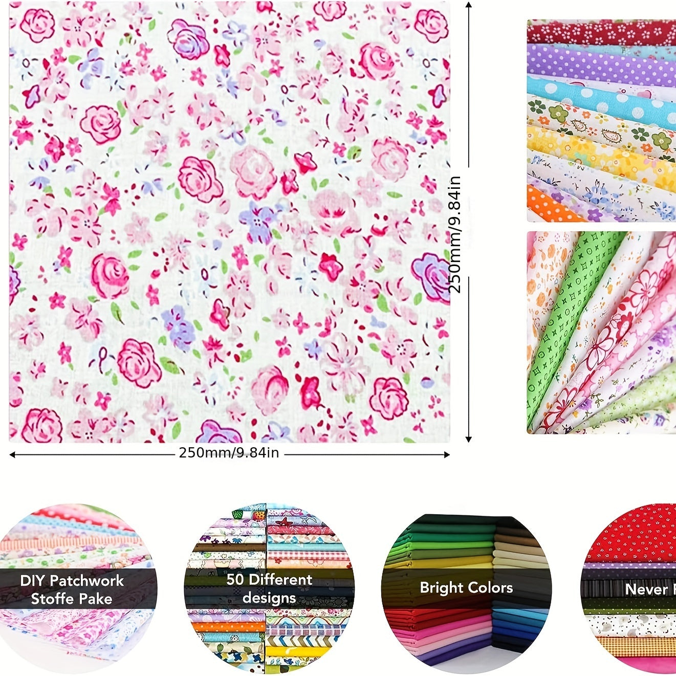 50pcs 25 9 8 9 8in Cotton Fabric Scraps 100% Cotton DIY