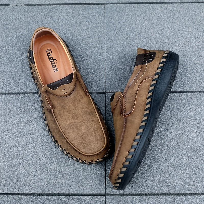 Men's Stitch Detail Loafer Shoes Comfy Moc Toe Slip On Shoes