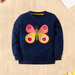 Girl's Cotton Butterfly Sweatshirt Long Sleeve Shirt for Fall Winter