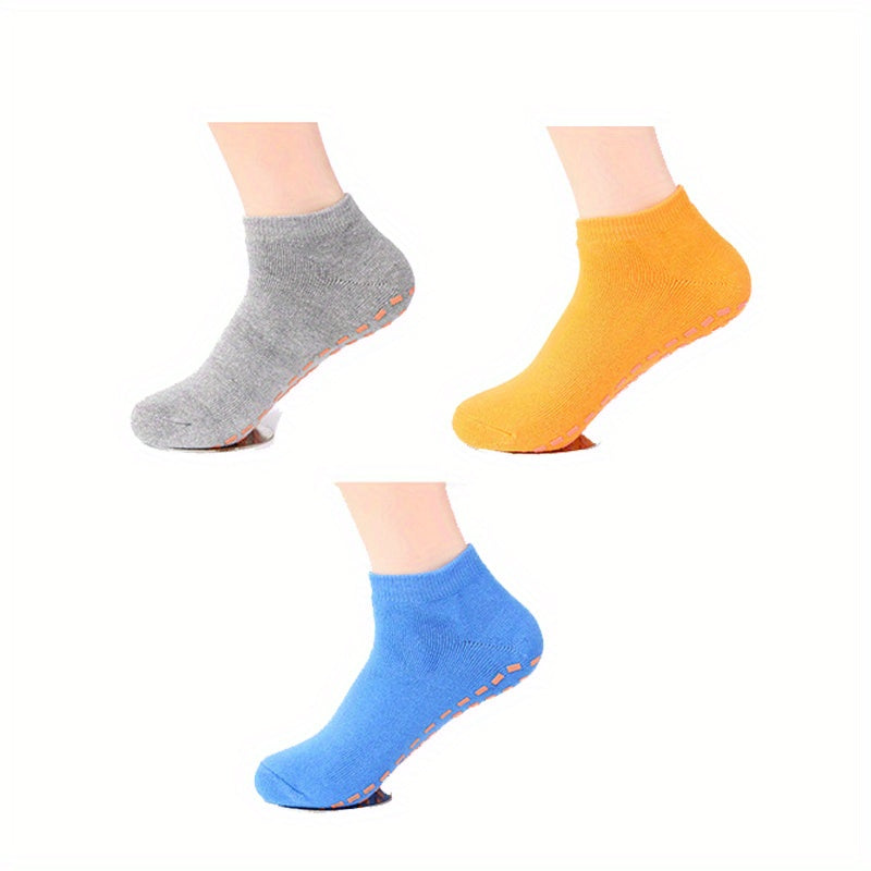3 Pairs Kids Non-Slip Trampoline Socks, Sports Floor Silicone Socks