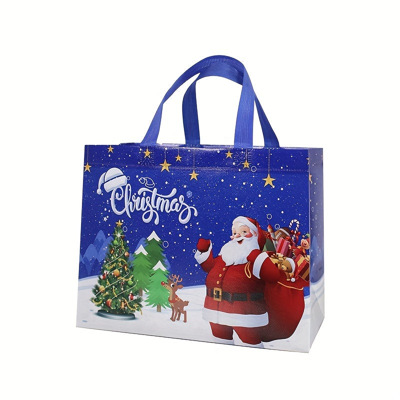 1pc Red Christmas Printed Storage Bag Cartoon Snowman Non-woven Tote Bag