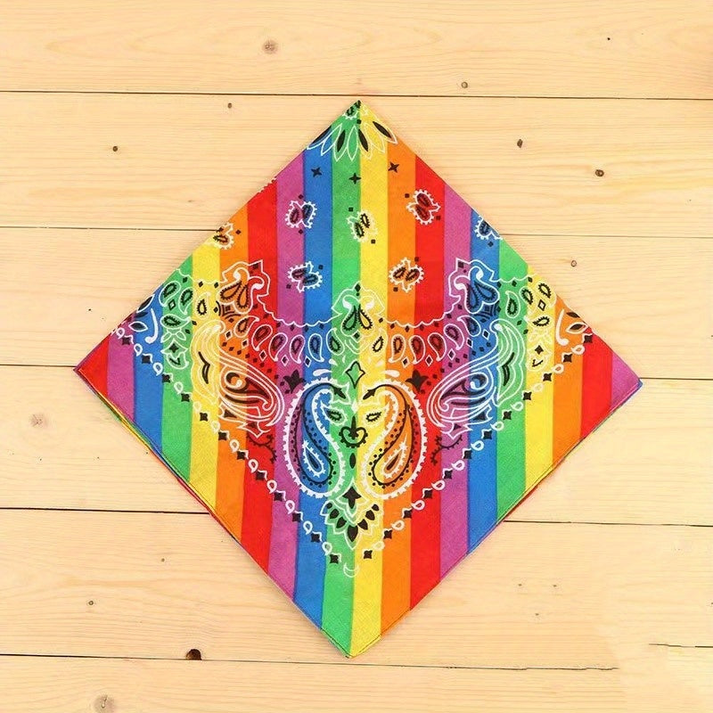 Rainbow Cashew Flower Bandana Triangle Scarf