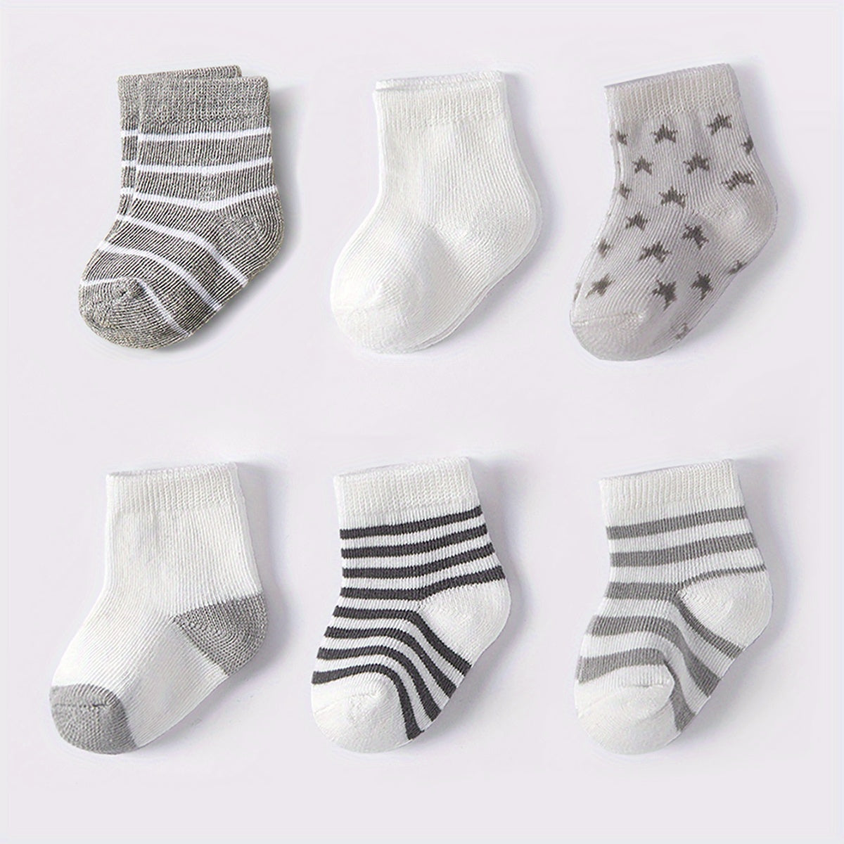 6 Pairs Boys Star Striped Short Socks for All Seasons