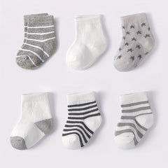6 Pairs Boys Star Striped Short Socks for All Seasons