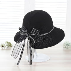 Irregular Brim Sun Hat with Bowknot Strap UV Protection