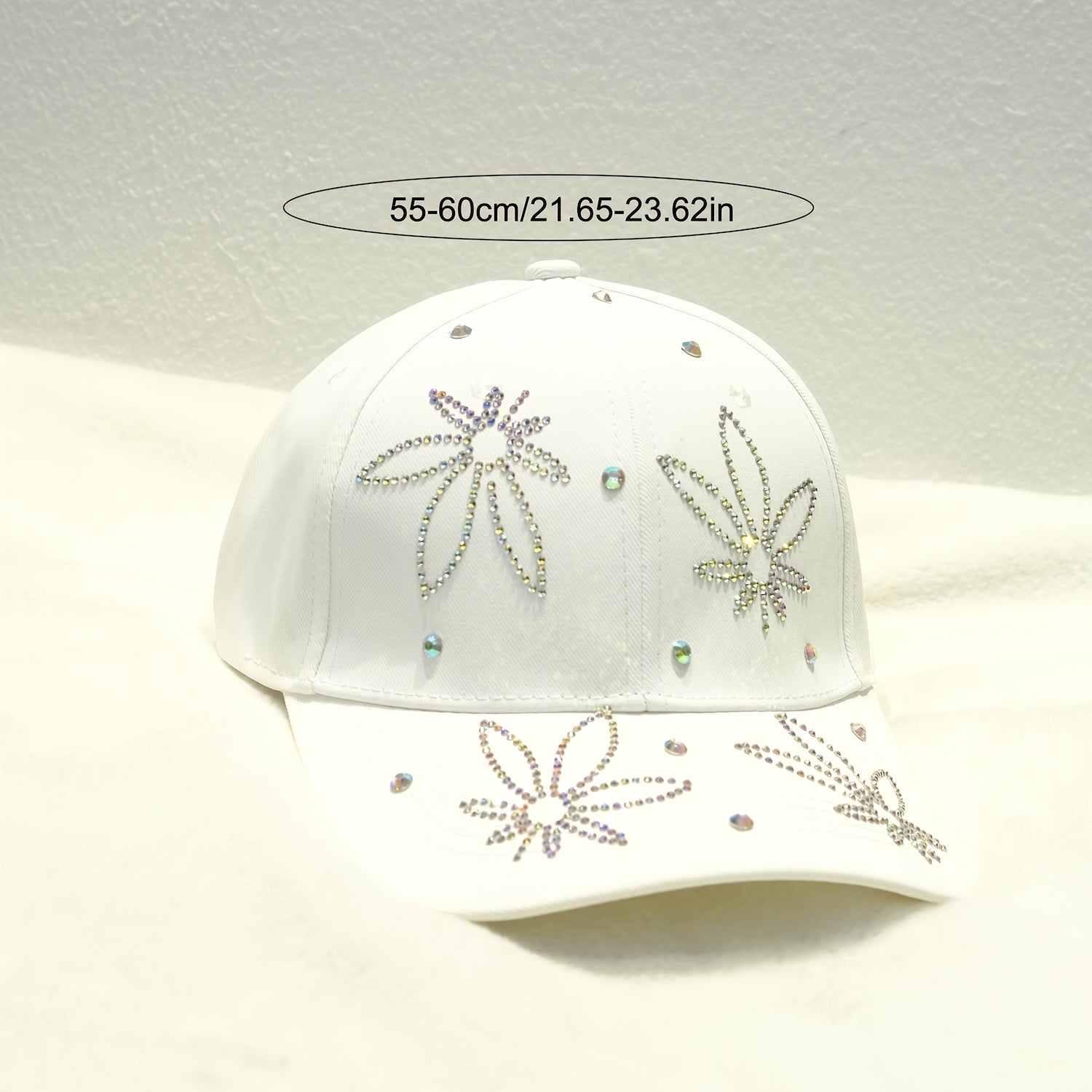 Rhinestone Leaf Decor Baseball Cap Casual Sunscreen Dad Hats Adjustable