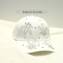 Rhinestone Leaf Decor Baseball Cap Casual Sunscreen Dad Hats Adjustable