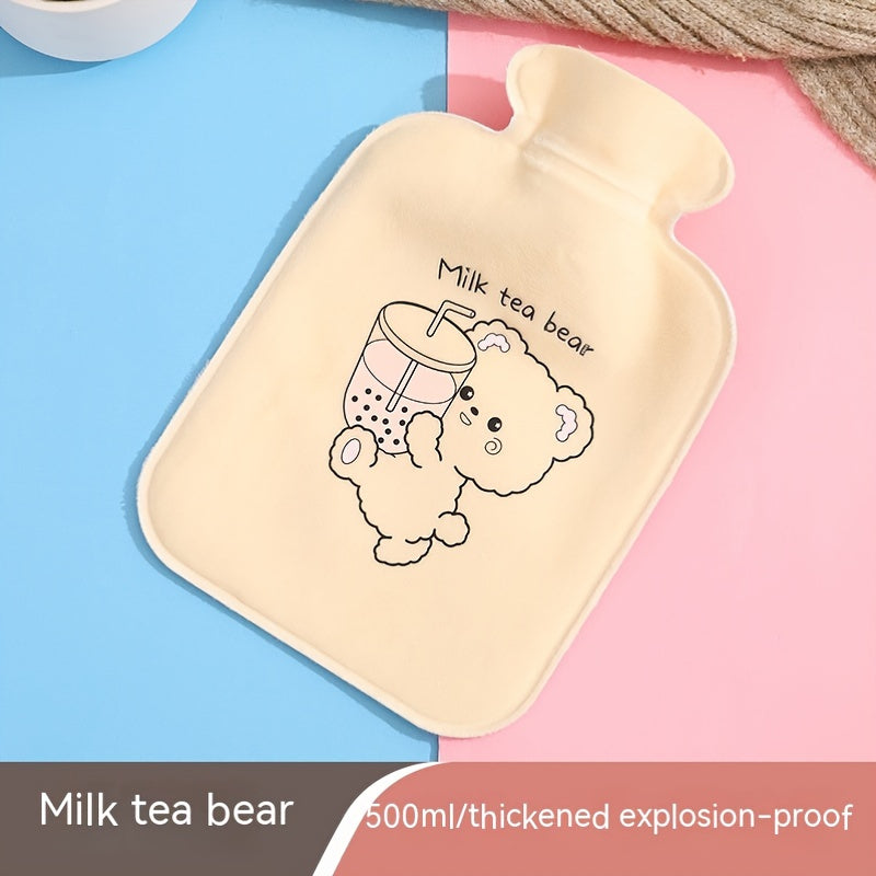 Plush Hand Warmer Hot Water Bottle Portable Small Print Design