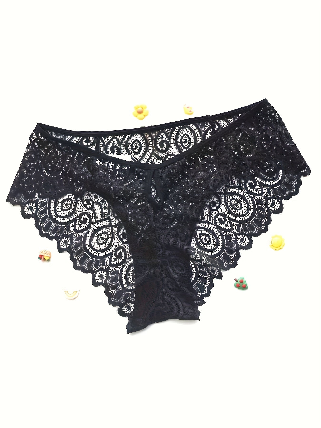 Floral Lace Hipster Panties Breathable Mid Waist Bikini Panties