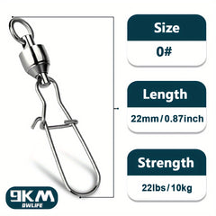 9KM Stainless Steel Swivels with Duolock Snaps for Fishing