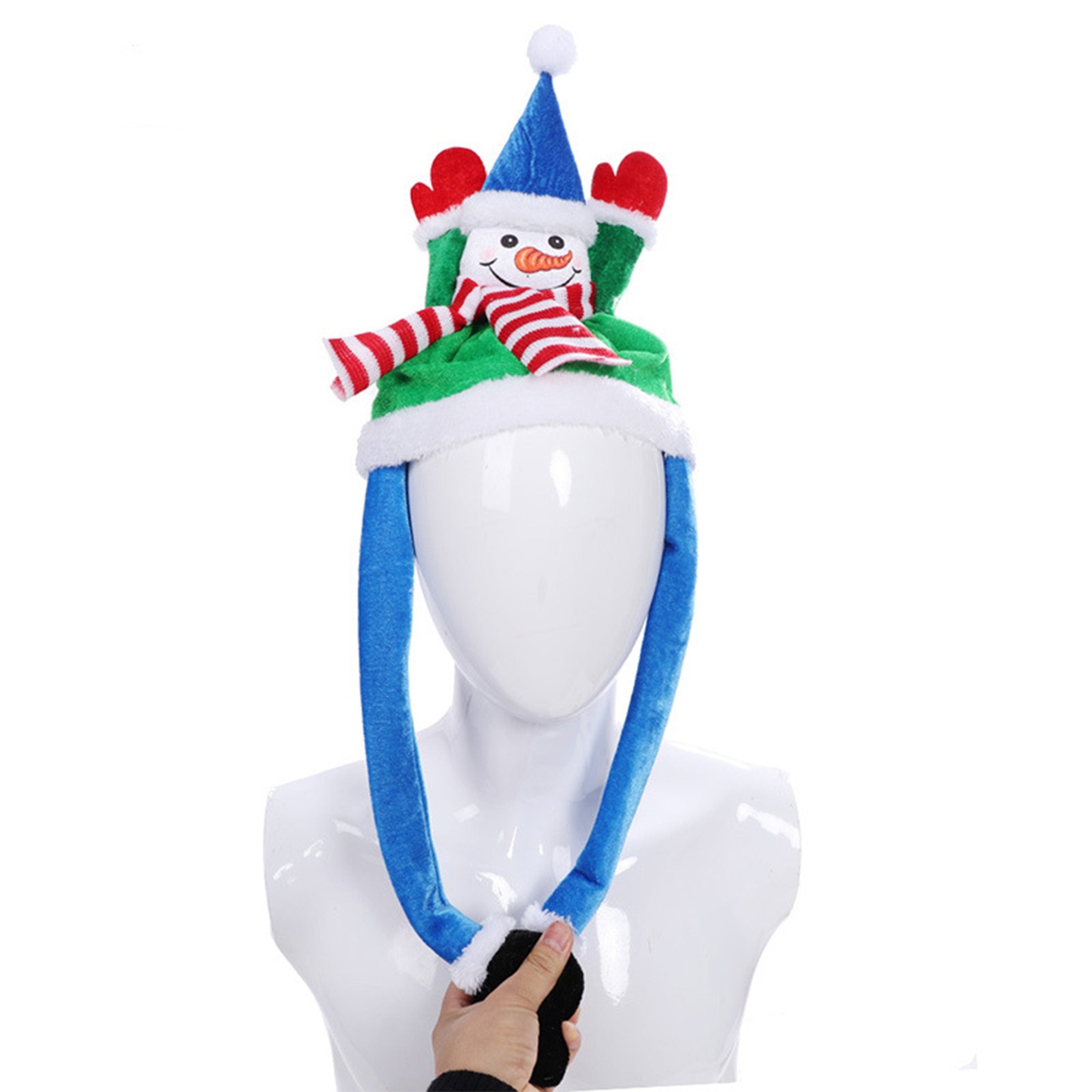 Santa & Snowman Movable Christmas Hat - Fun Holiday Costume Prop