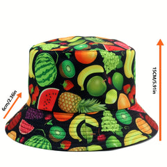 Fruit Pattern Print Bucket Hat Outdoor Sun Hat For Men And Women