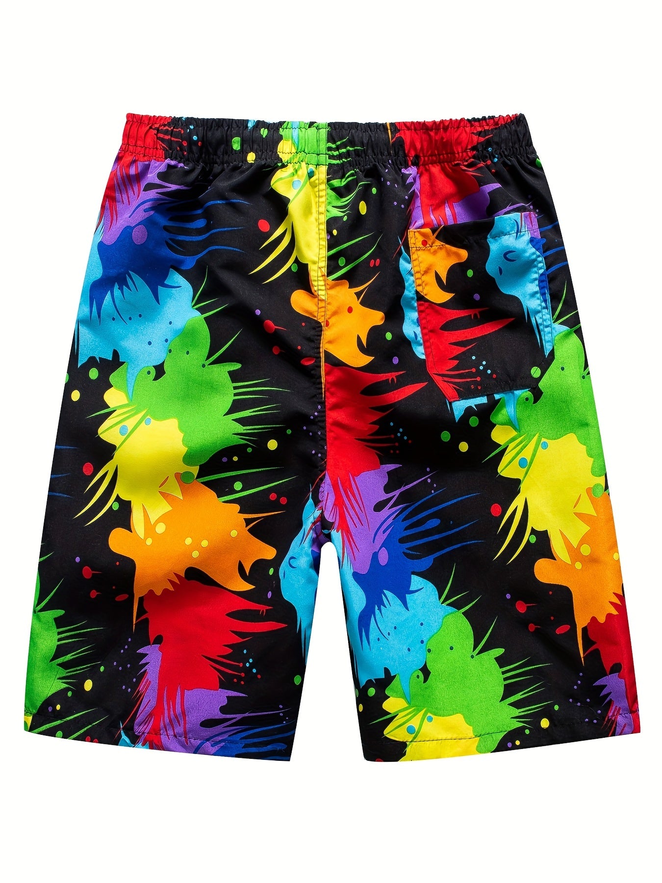 Men's Paints Splash Elastic Waist Drawstring Beach Shorts