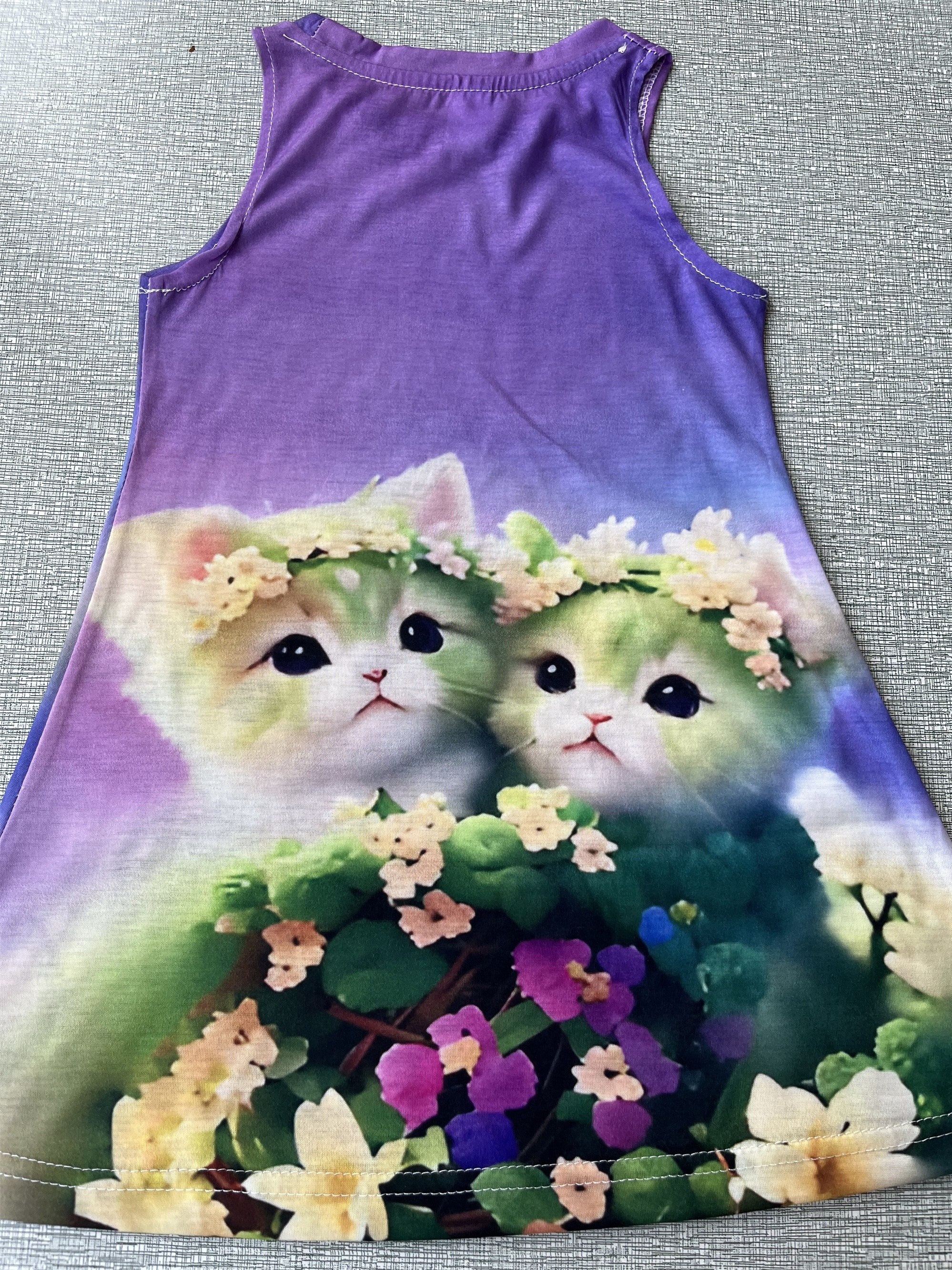 Adorable Kitten Sleeveless Dress - Perfect Birthday Gift For Girls