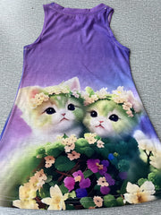 Adorable Kitten Sleeveless Dress - Perfect Birthday Gift For Girls