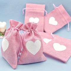 10pcs Love Linen Western Wedding Candy Bag Bundle Gift Bag