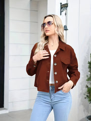 Casual Button Up Jacket with Pockets for Women