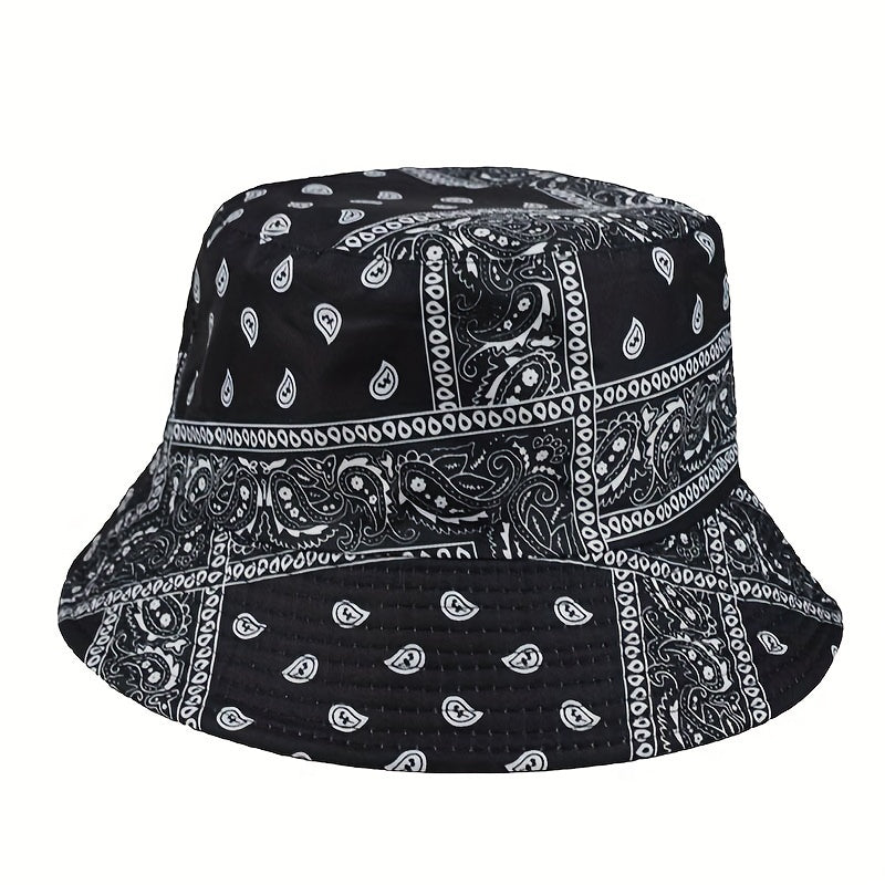 Paisley Print Bucket Hat Hip Hop Solid Basin Hat Sunscreen Travel Beach Hats