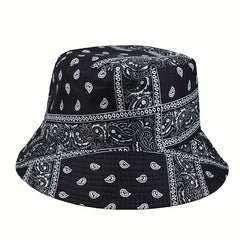 Paisley Print Bucket Hat Hip Hop Solid Basin Hat Sunscreen Travel Beach Hats