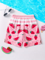 Big Boys Fruit Beach Trunks Kids Swimming Shorts