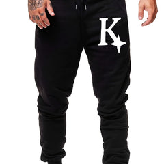 Men s Casual Sweatpants K Print Elastic Waist Drawstring Sport Jogger Pants