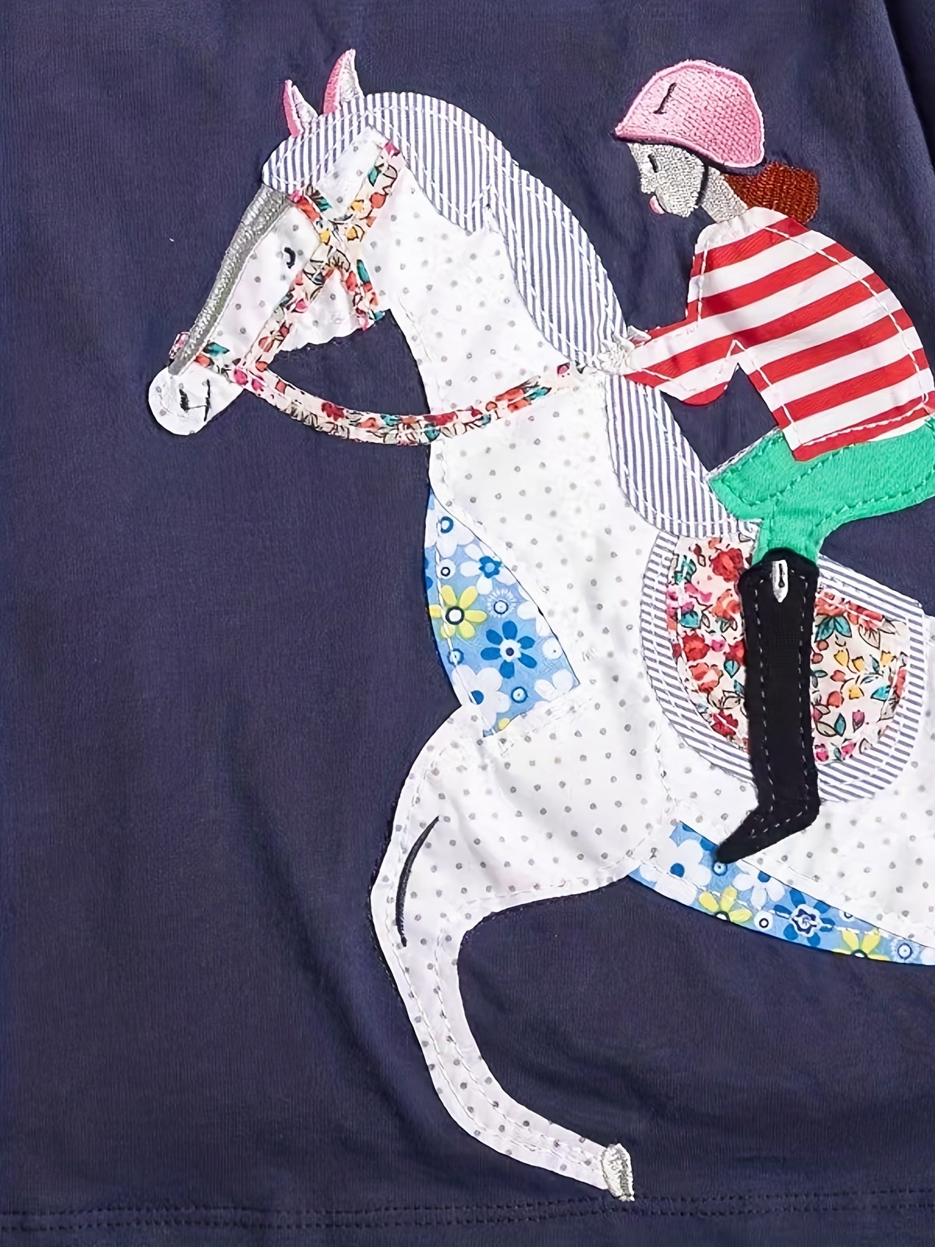 Girls Cotton Horse Riding Embroidery Dress Kids Summer Clothes