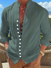 Men's Solid Short Sleeve Shirt for Summer Vacation