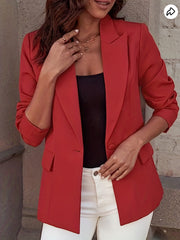 Solid Lapel Dual Pockets Blazer Casual Long Sleeve Blazer