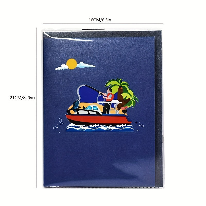 3D Pop Up Card Fishing Greeting Card Thank You Father's Valentines Birthday